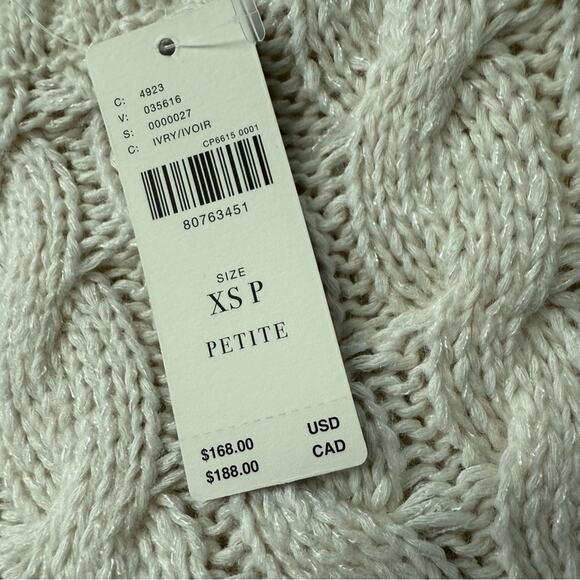 By Anthropologie Mixed Cable Knit Ruffle Sweater Petite - Picture 9 of 9
